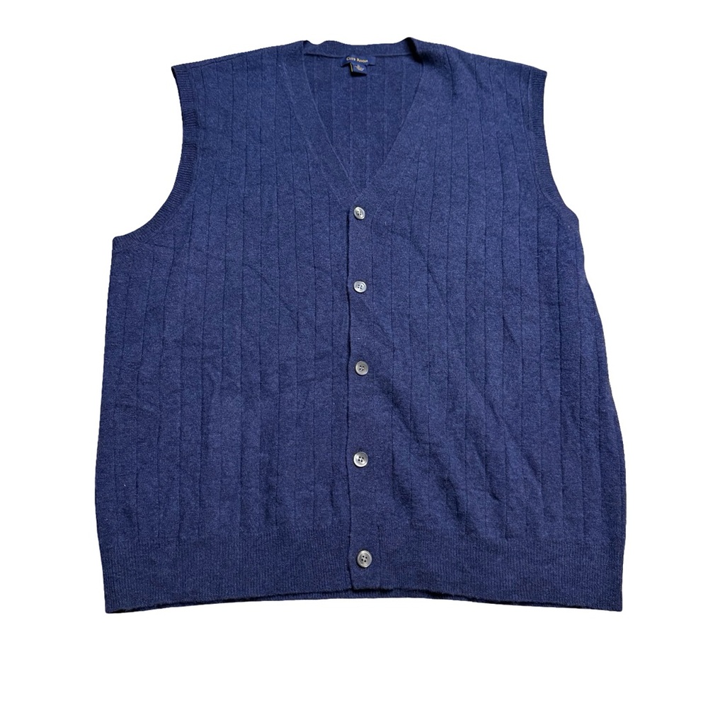 ✨🧵 Club Room 100%‎ Lambswool Navy Button Sweater Vest XL 🧵✨